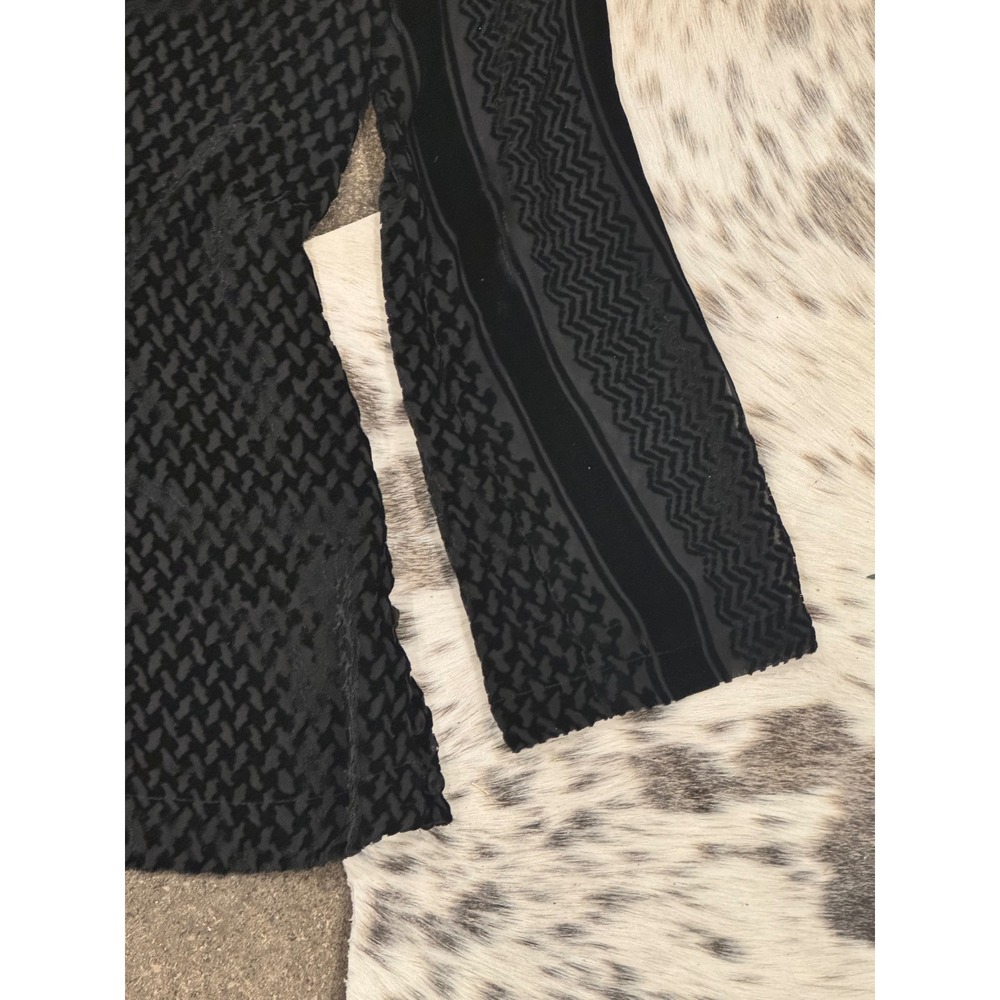 Cecilie Copenhagen Black Velvet Textured Top Mock Neck Long Sleeve Blouse - Picture 8 of 10